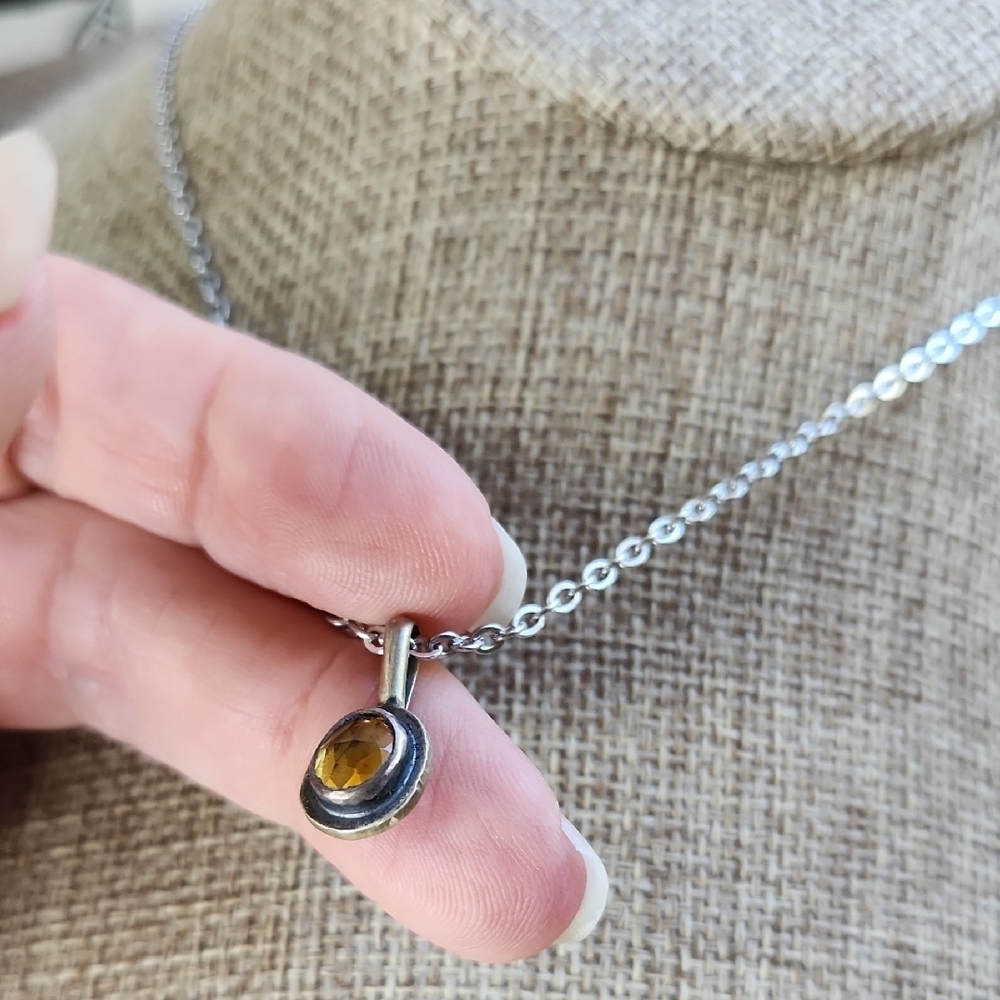 Artisan-made sterling Silver Pendant With Citrine Gemstone. One Of A Kind, Art - Picture 8 of 10